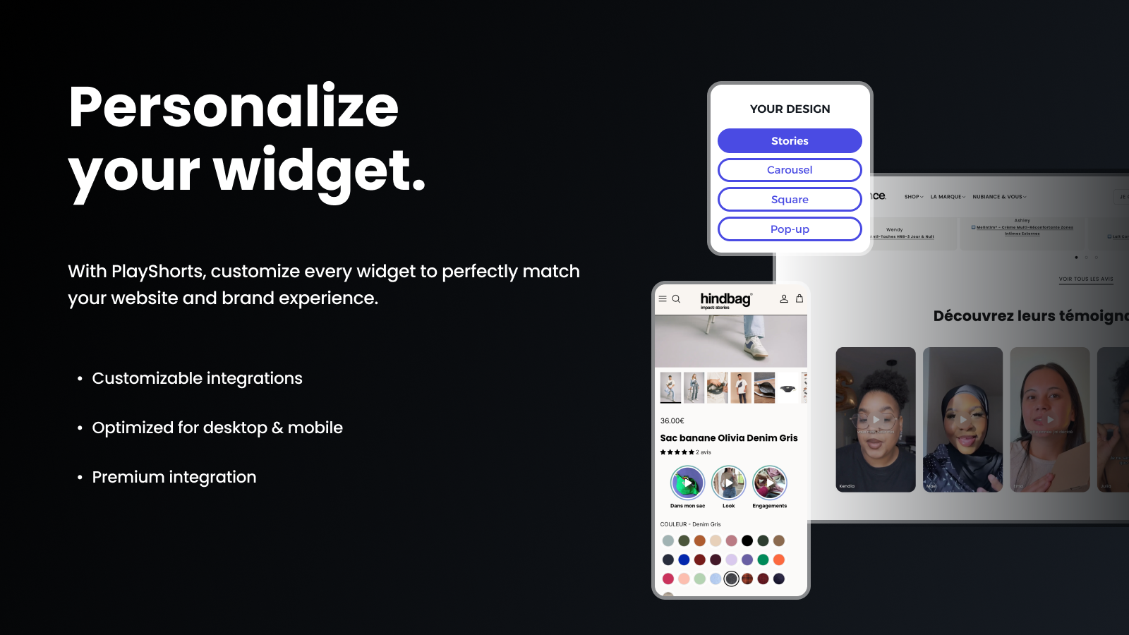 PlayShorts - Personnalisation des widgets video shoppables Shopify