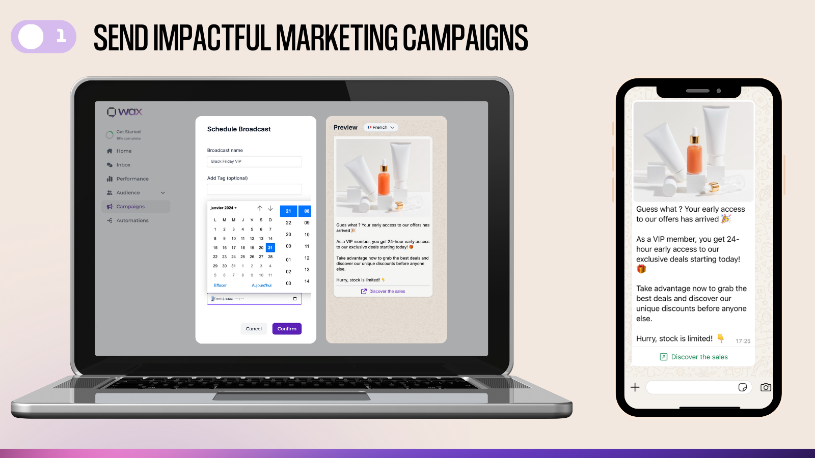 WAX - Campagnes marketing WhatsApp pour Shopify