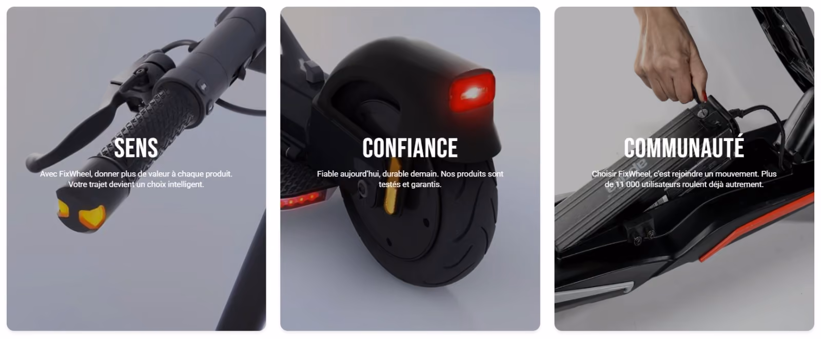 Fiche produit Fixwheel trottinette reconditionnée avec configurateur par état