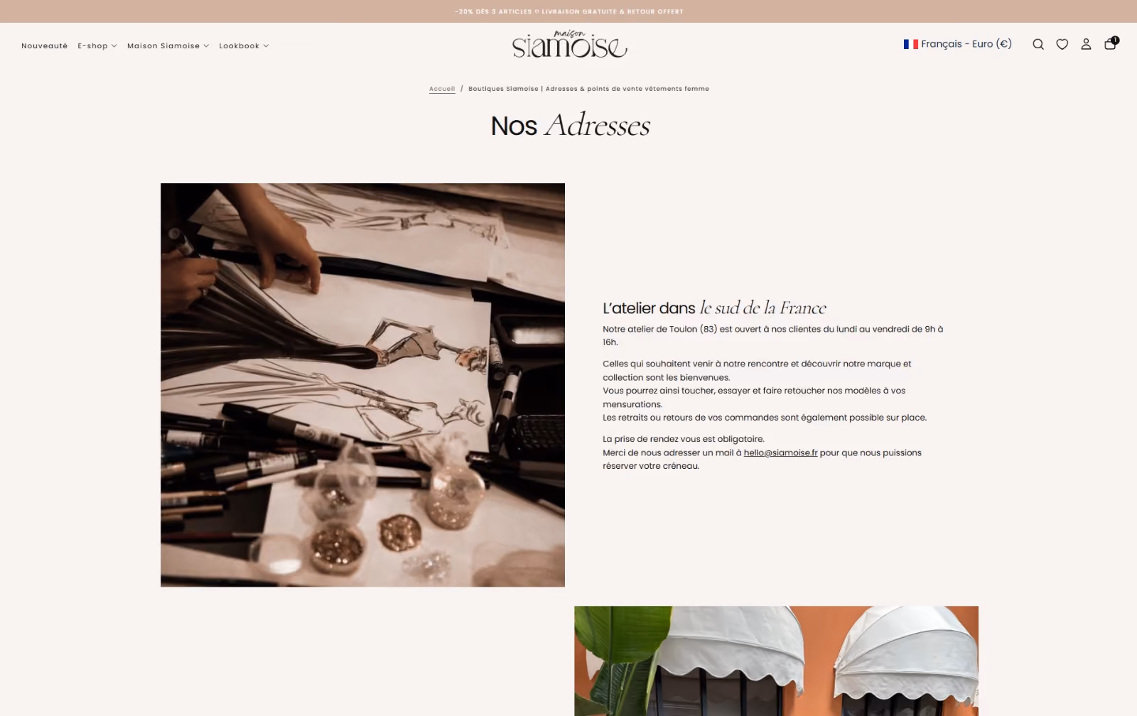 Réalisation Shopify pour Siamoise par Artich.io
