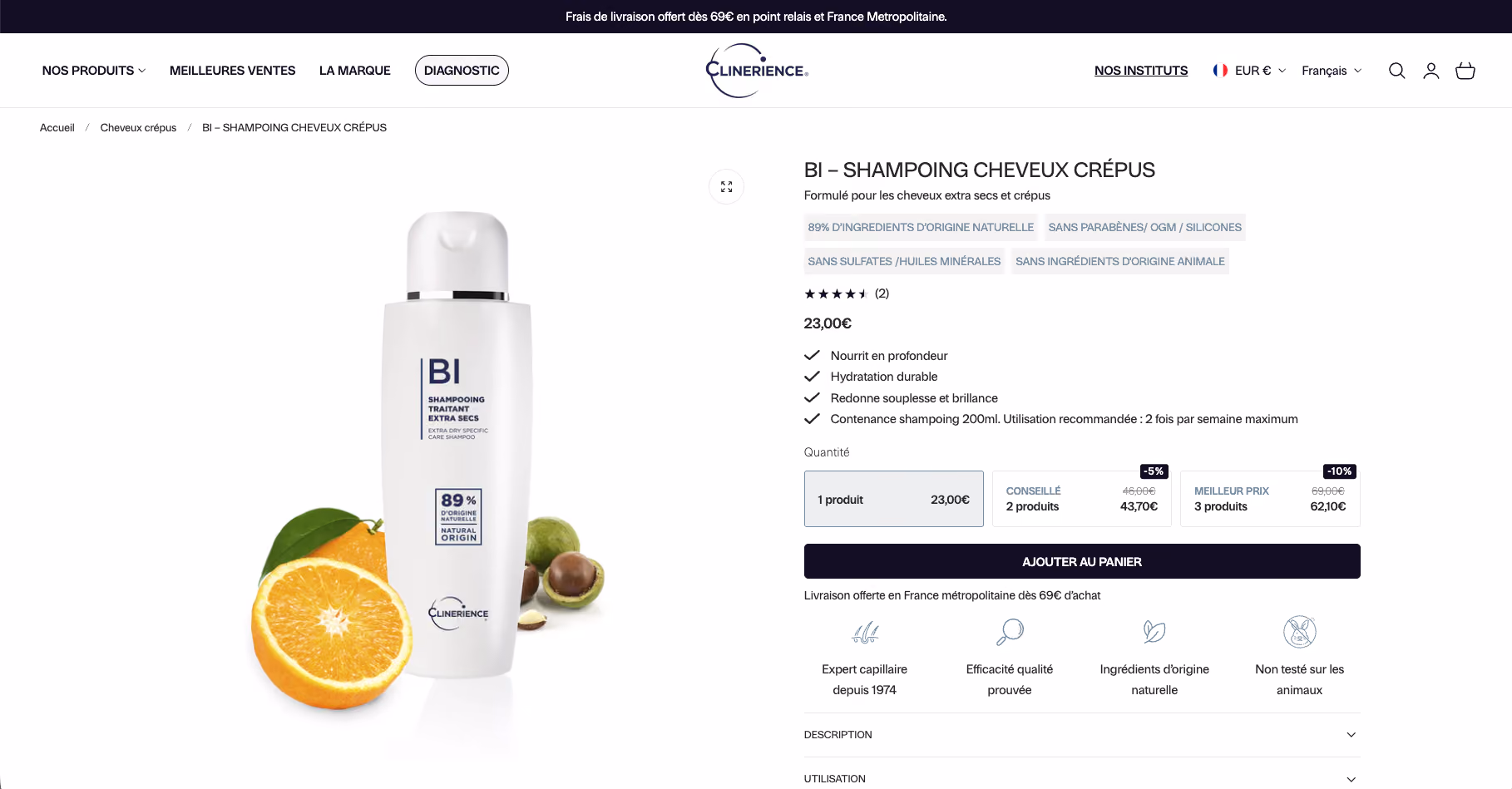 Réalisation Shopify pour Clinerience par Artich.io