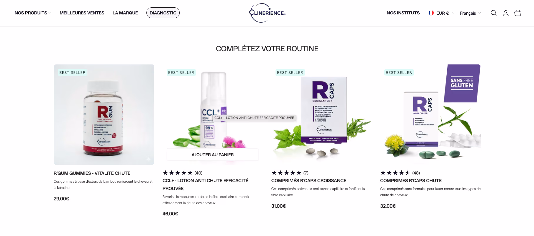 Réalisation Shopify pour Clinerience par Artich.io