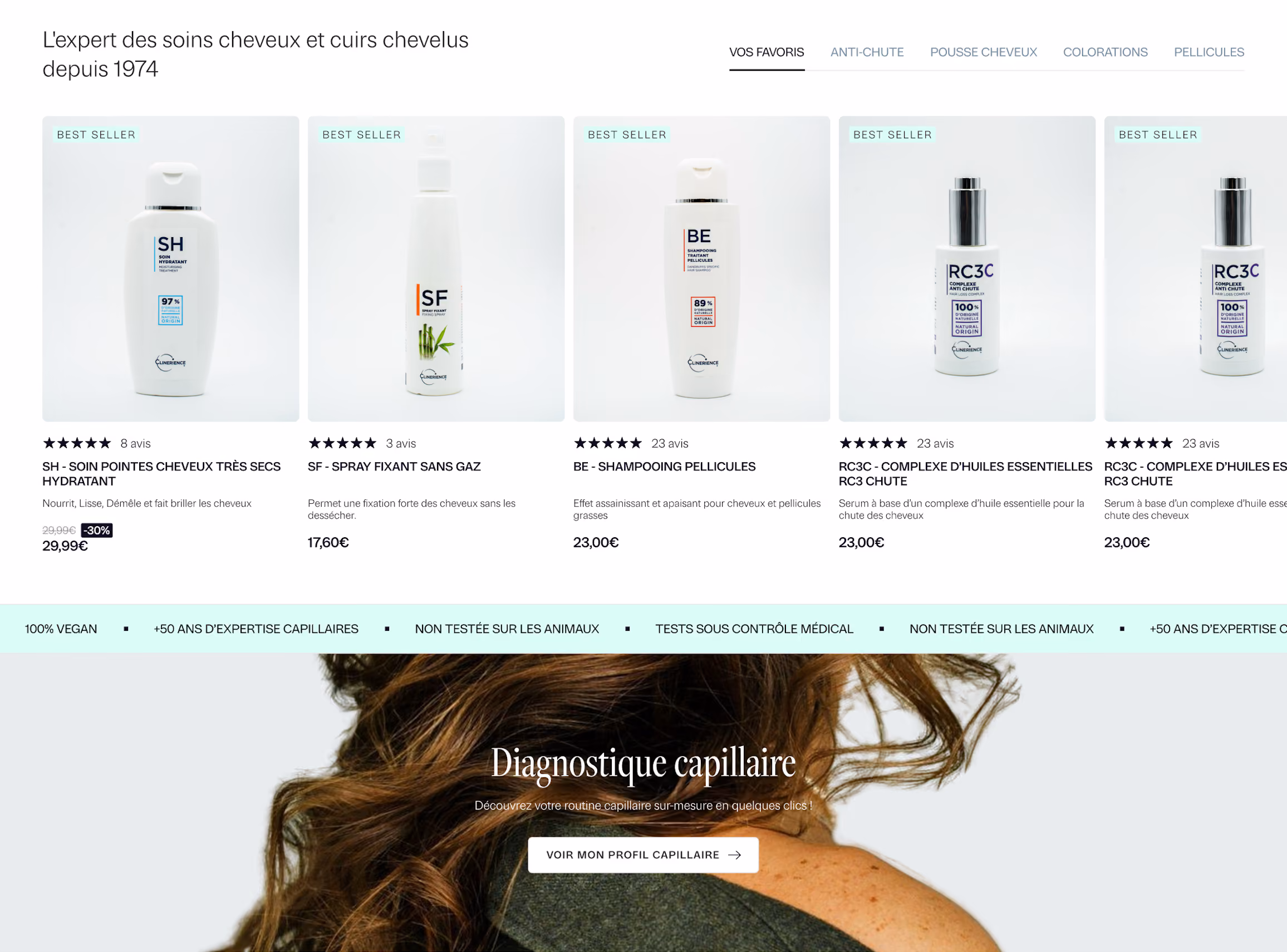 Réalisation Shopify pour Clinerience par Artich.io