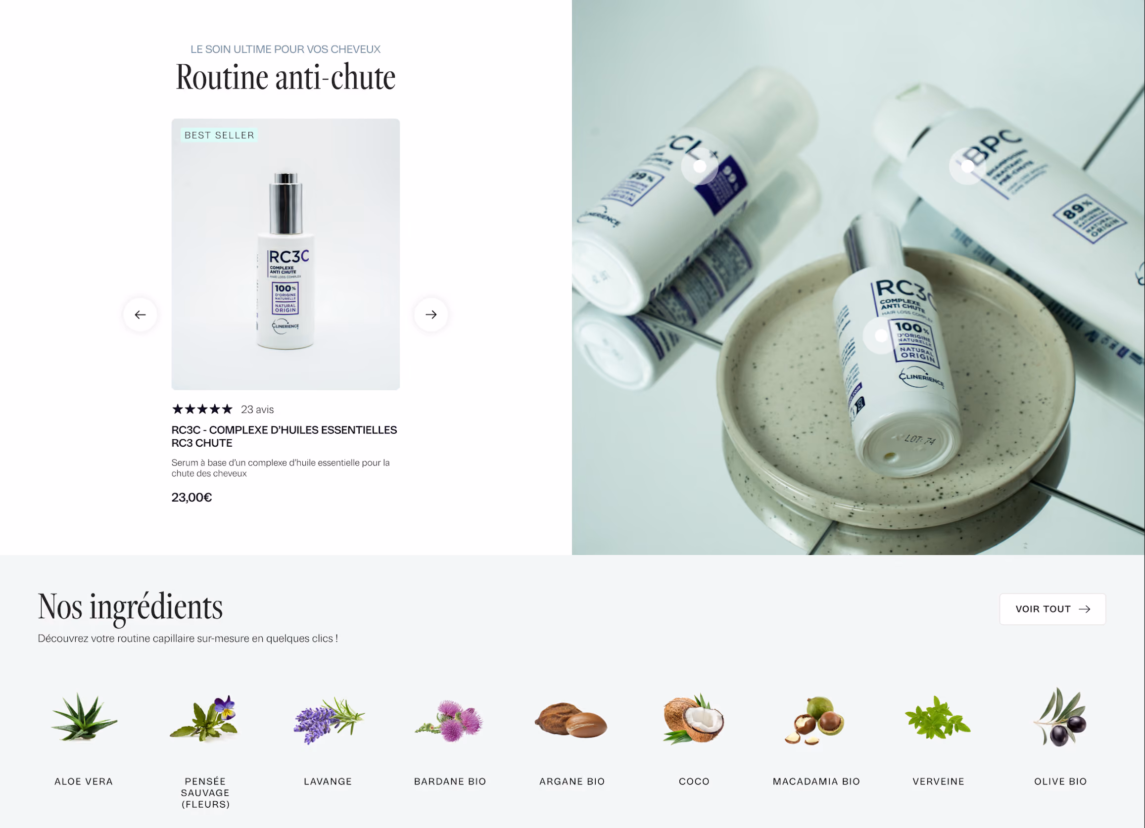 Réalisation Shopify pour Clinerience par Artich.io