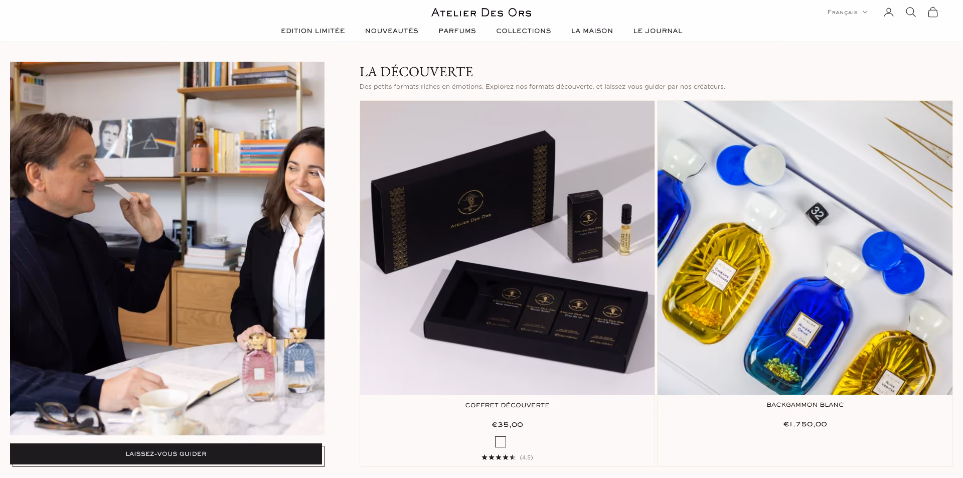 Réalisation Shopify pour Atelier des Ors par Artich.io
