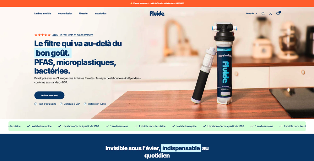Réalisation Shopify pour Fluide par Artich.io