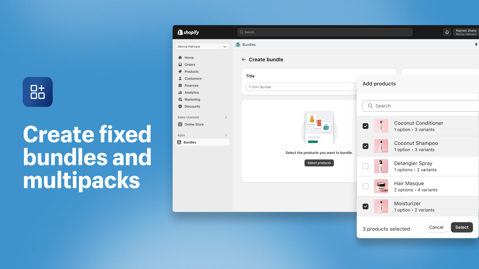 Shopify Bundles - création de bundles fixes et multipacks depuis l'admin Shopify