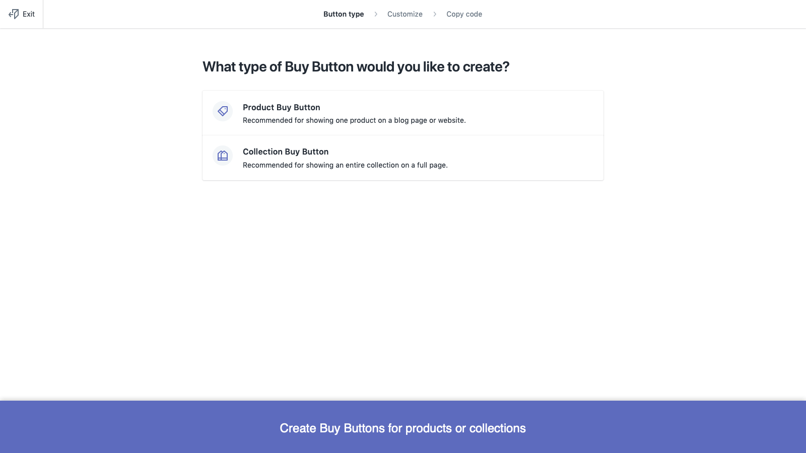 Buy Button channel - créer des boutons d'achat pour produits ou collections Shopify
