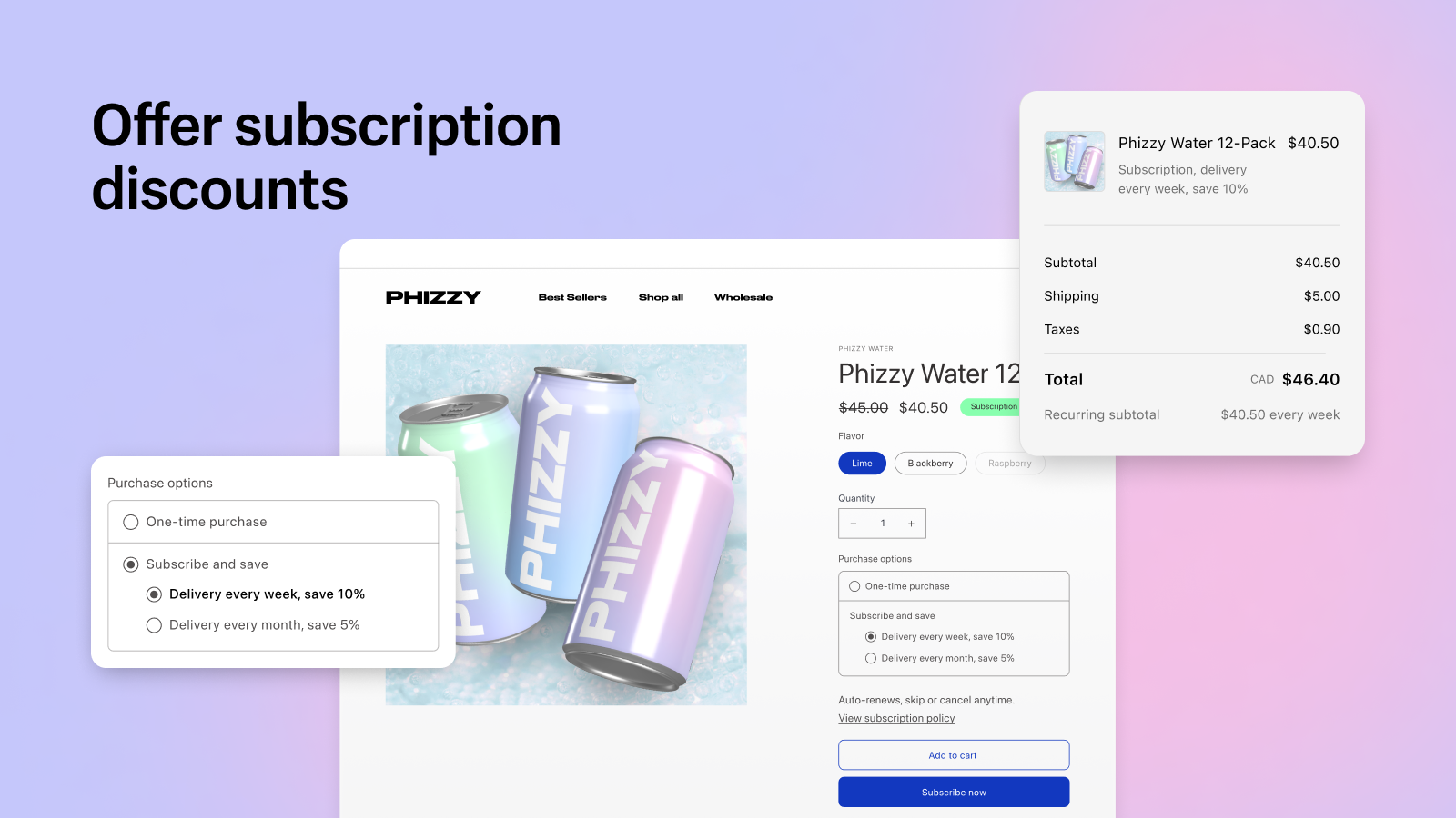 Shopify Subscriptions - configuration des remises subscribe and save