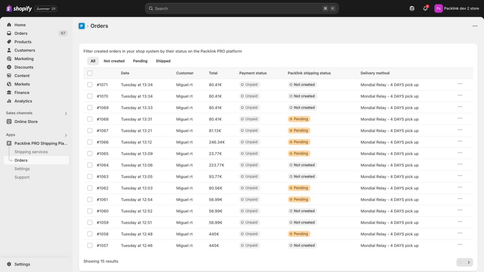 Packlink PRO - tableau de bord unique centralisant toutes les expeditions
