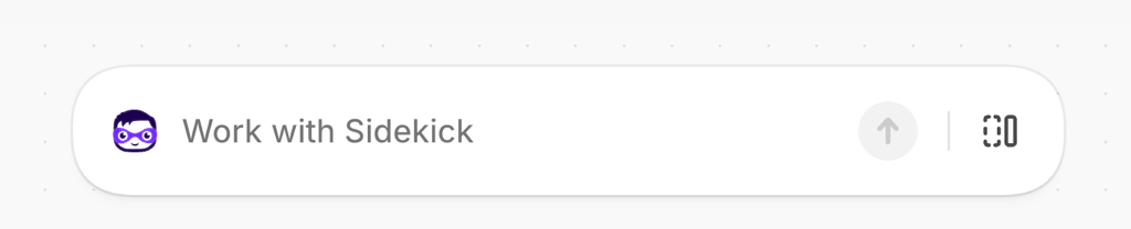 Shopify Canvas : champ Work with Sidekick en bas de l'écran (capture Shopify Help Center)