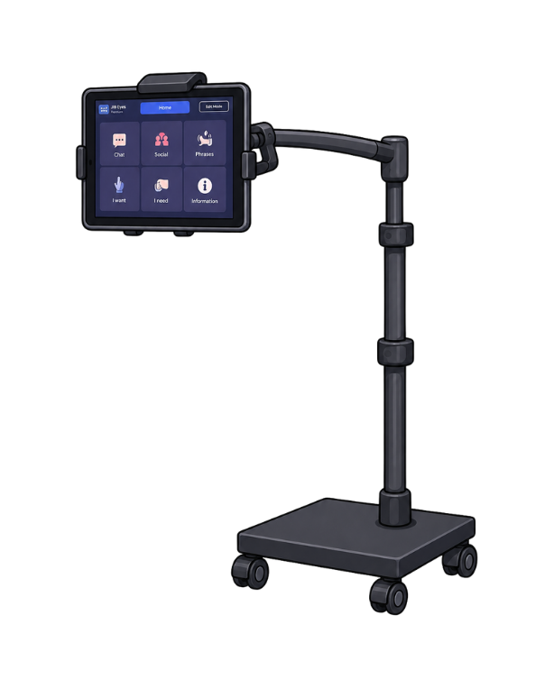 Tablette sur bras à roulettes