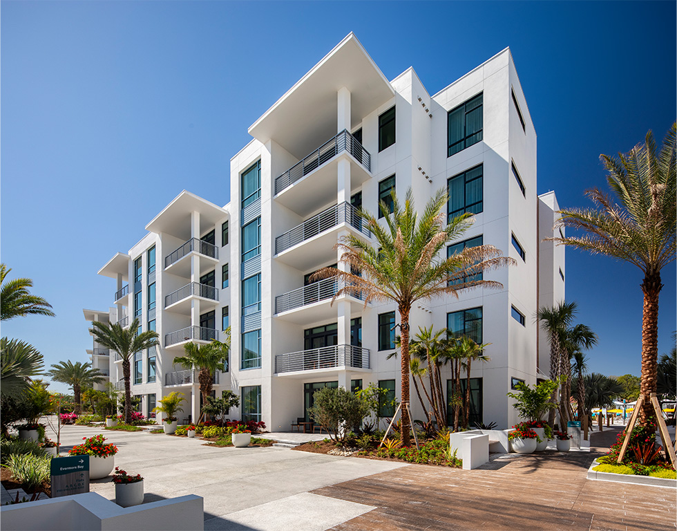 The Flats at Evermore Orlando Resort, a five-story residential building
