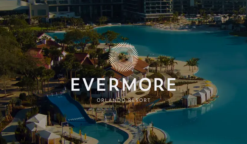 Evermore Orlando Resort aerial view showing the 1,100 acre property next to Walt Disney World