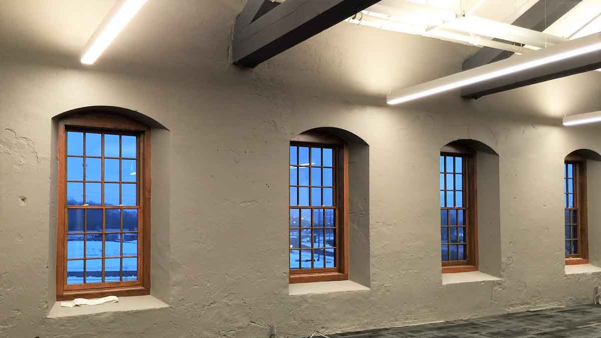 An image of a stucco decorative rounded windows