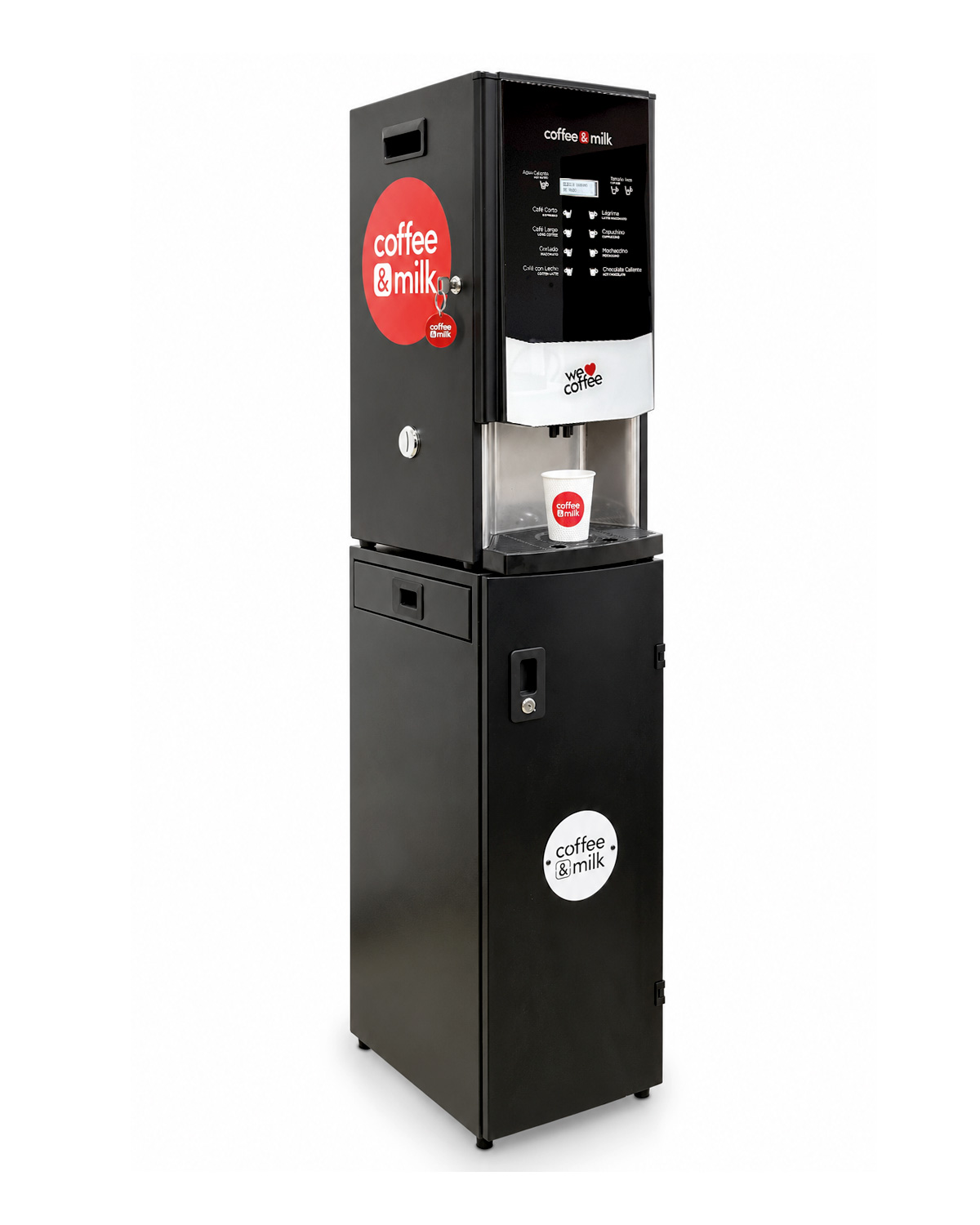 Mueble Torino de Coffee & Milk con una expendedora de café Adriático encima