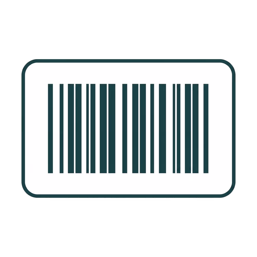 Rectangular barcode with black vertical bars on white background.