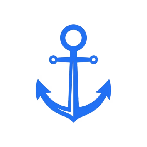 Blue anchor icon on a black background.