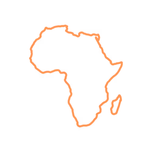 Orange outline of the African continent on a black background.