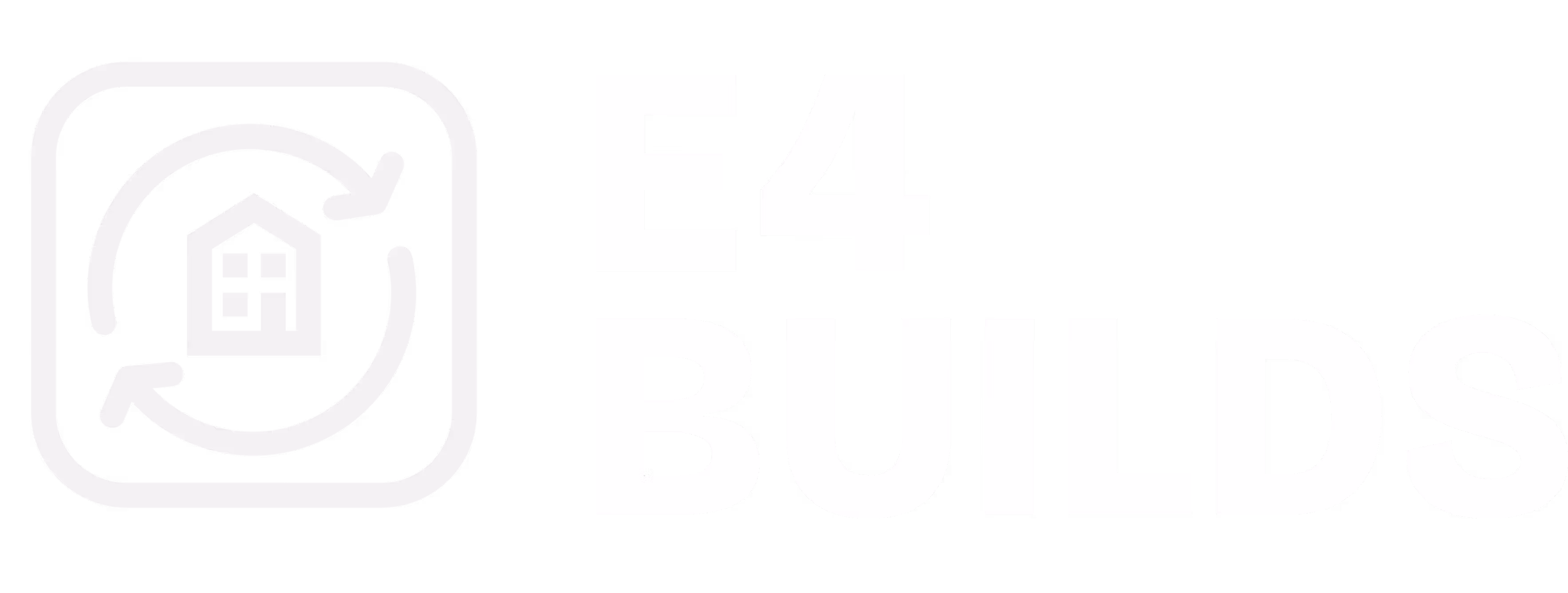 Logo with a house inside a circular arrow symbol next to the text E4 BUILDS.