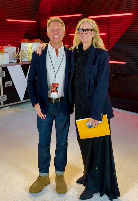 Barry Poznick on set of The Voice