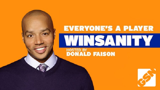 Winsanity game show hosted by Donald Faison on GSN key art