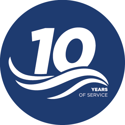 A custom illustrating stating "10 years of service"