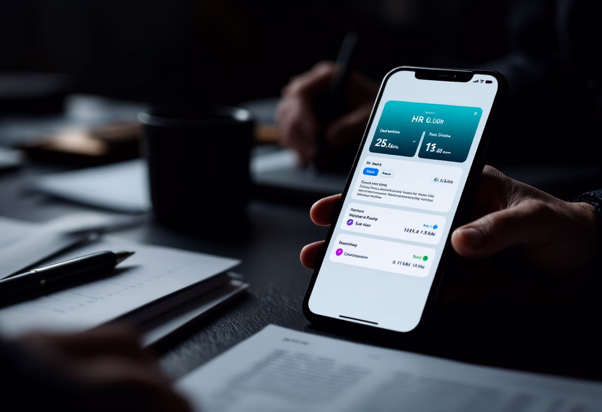 interface image of employee interacting with hr software