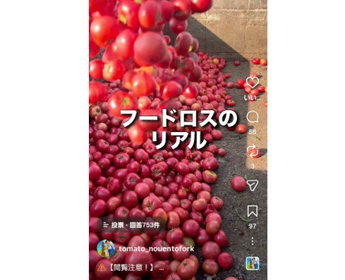 廃棄トマトの現状や廃棄量削減の取り組みをSNSで発信している(中村さんのインスタグラムより)