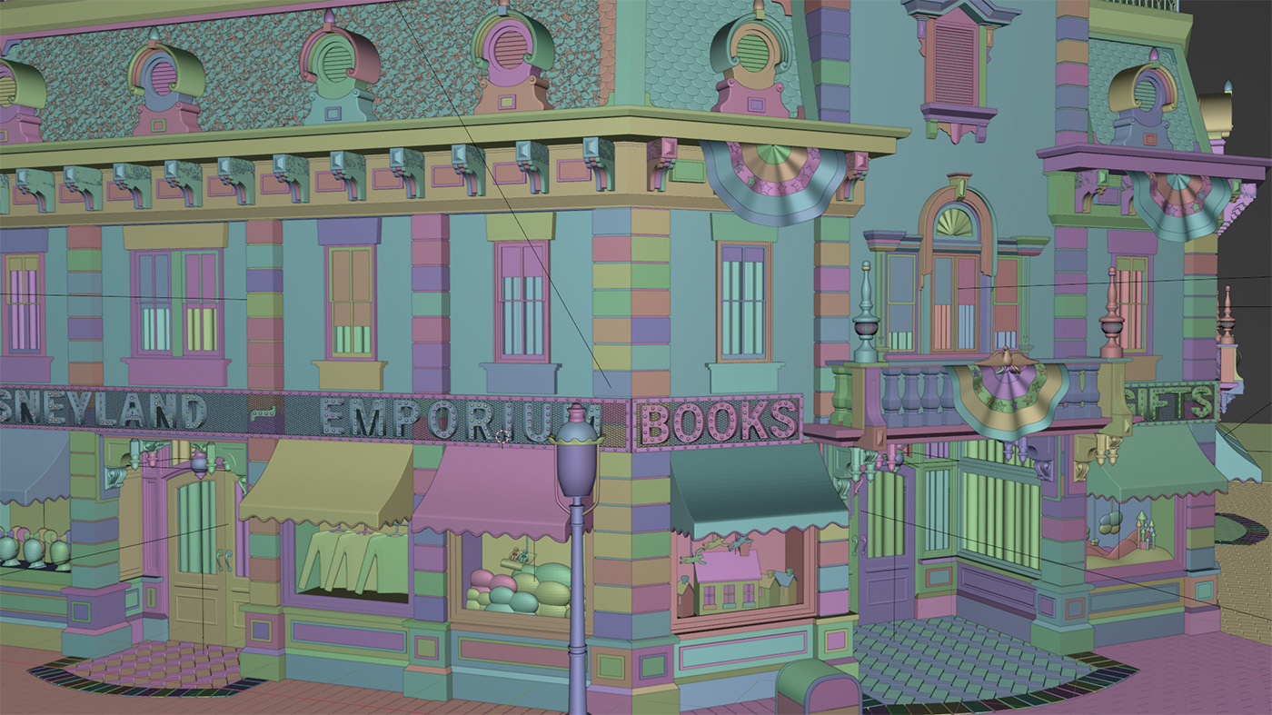 A behind-the-scenes look at a 3D model of the Emporium from the Disneyland Resort.