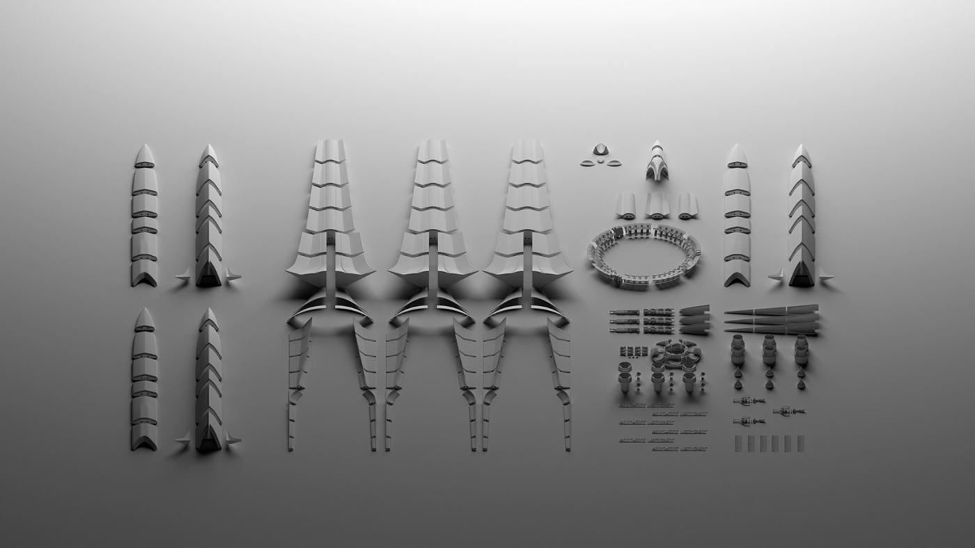 3D parts I created and refined for the Excelsior spaceship.