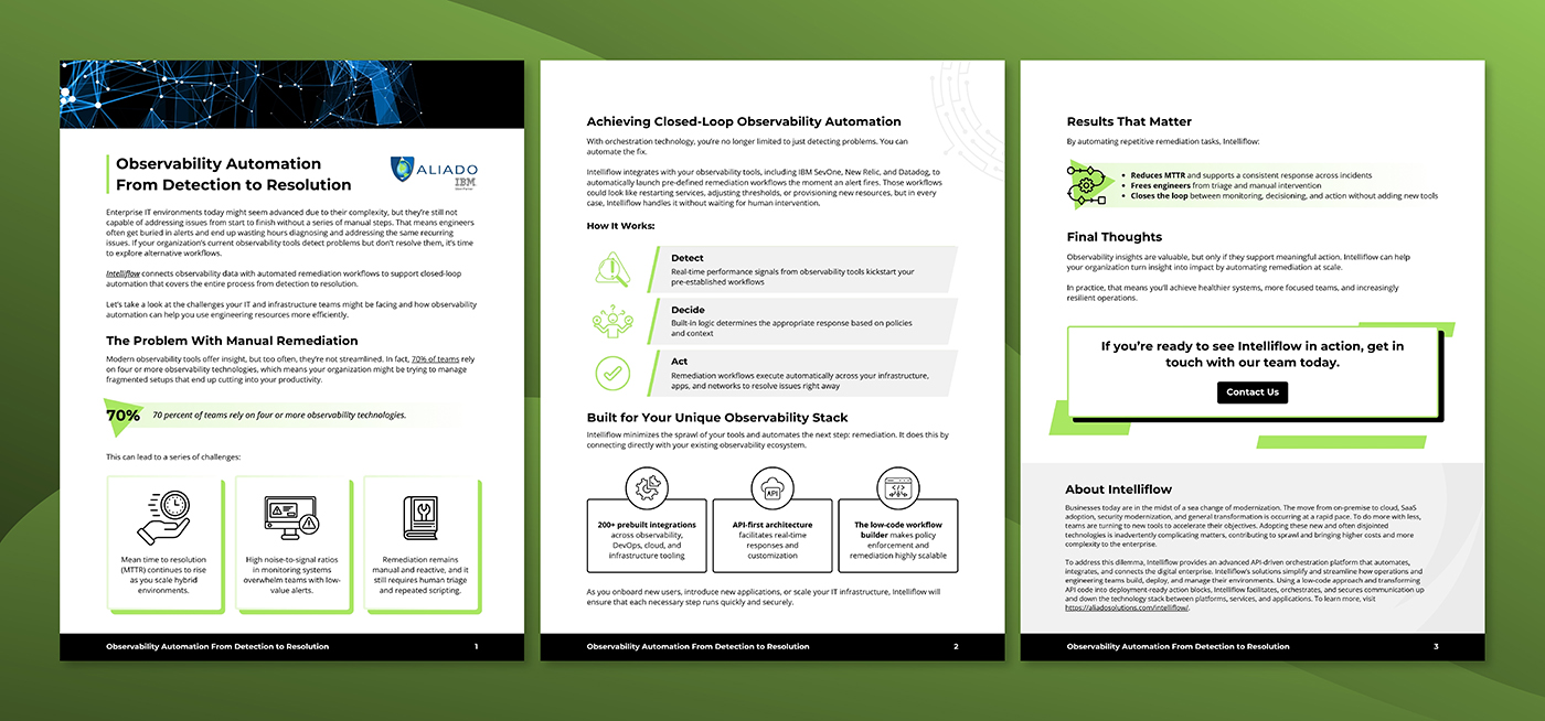 A collection of branded marketing material designed for Aliado.