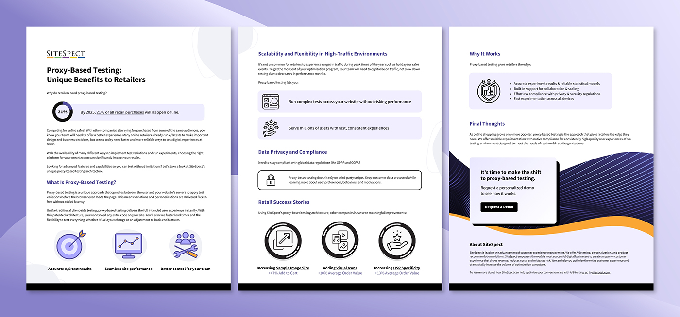 A collection of marketing materials designed for Sitespect.