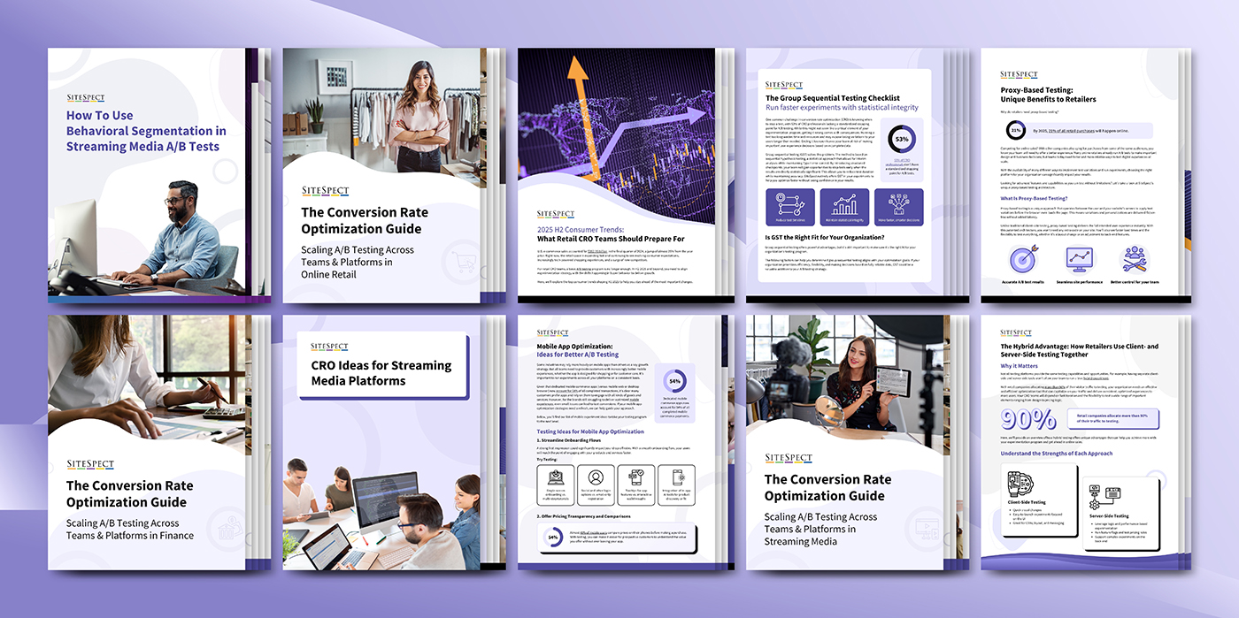 A collection of marketing materials designed for Sitespect.