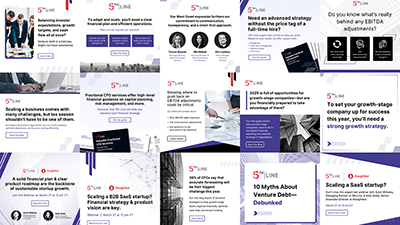 A gallery of branded social media graphics designed for 5th Line.