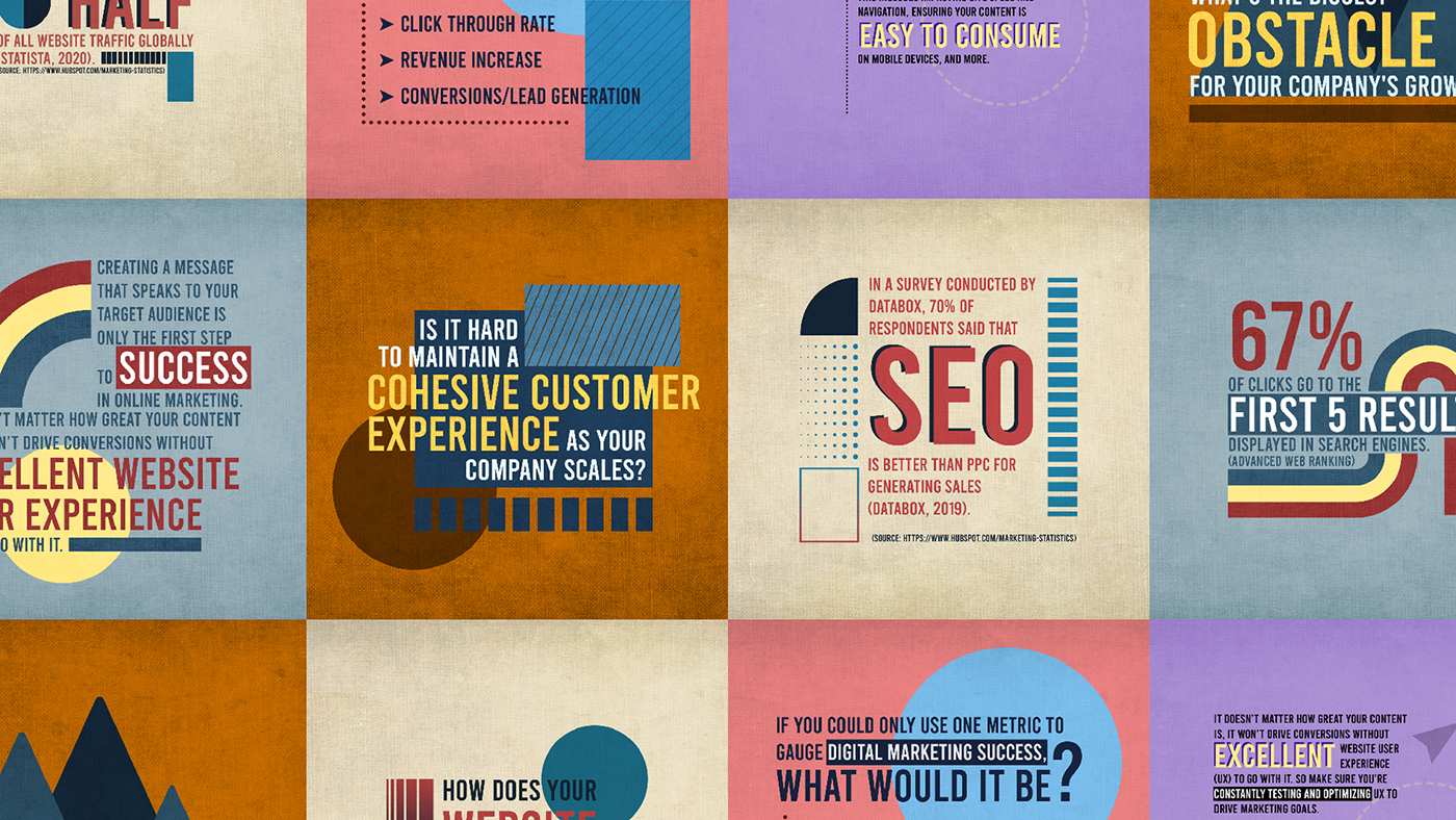 A collection of Retro social media graphics