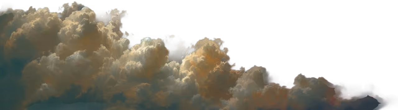 Dense, billowing cumulus clouds with soft lighting against a transparent background.