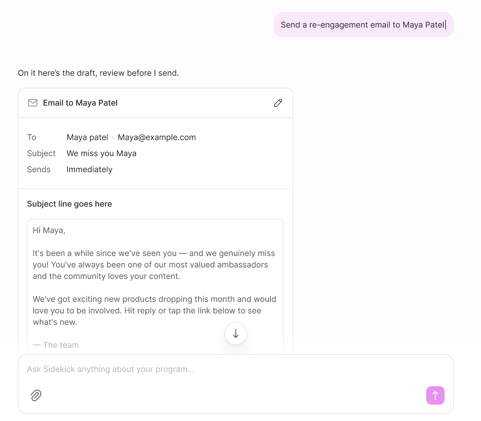 Re-engage without leaving the chat