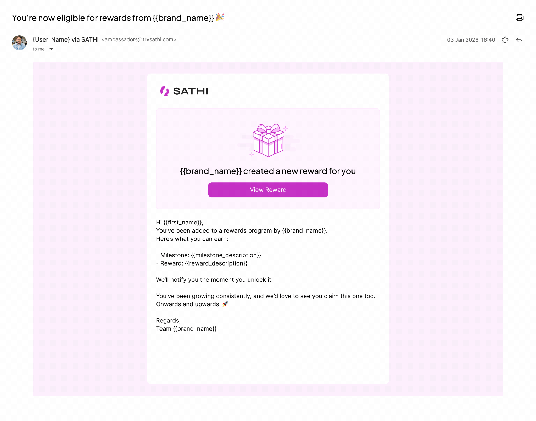 Milestone emails animation