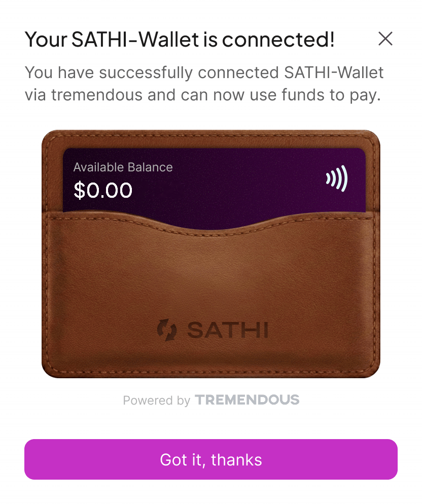 One-wallet payouts animation