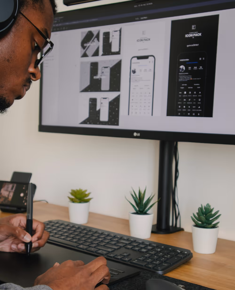 Designer working at computer