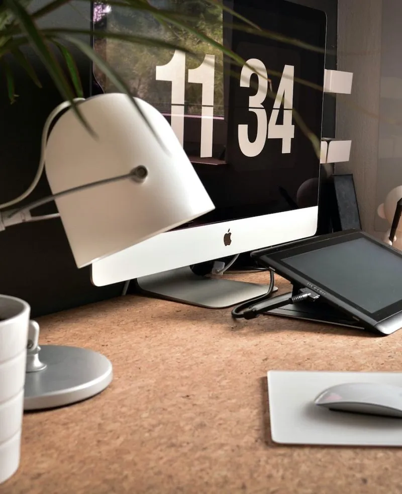 Minimal desk setup of a designer