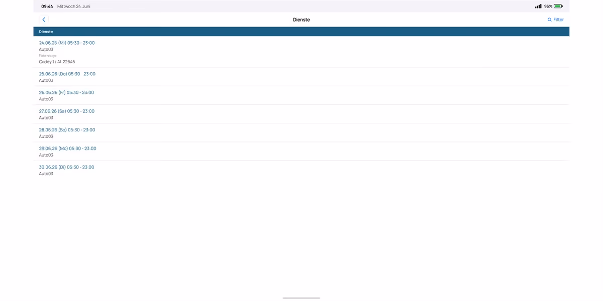 djooze.dispo Fahrer App – Dienstplan