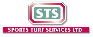 Logo of Sports Turf Services Ltd with STS initials inside a hexagonal shape above the company name on a red banner.