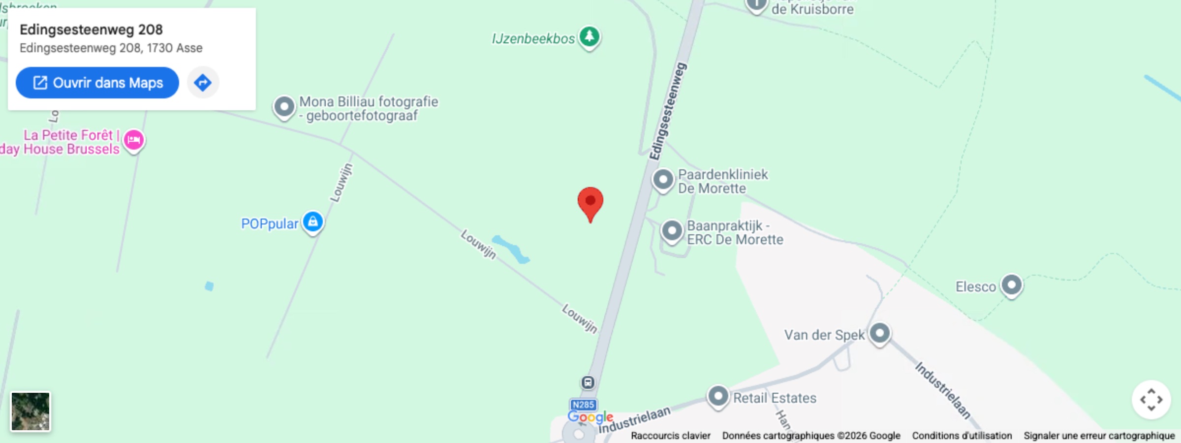 Plan d'accès à Catland, Edingsesteenweg 208, 1730 Asse