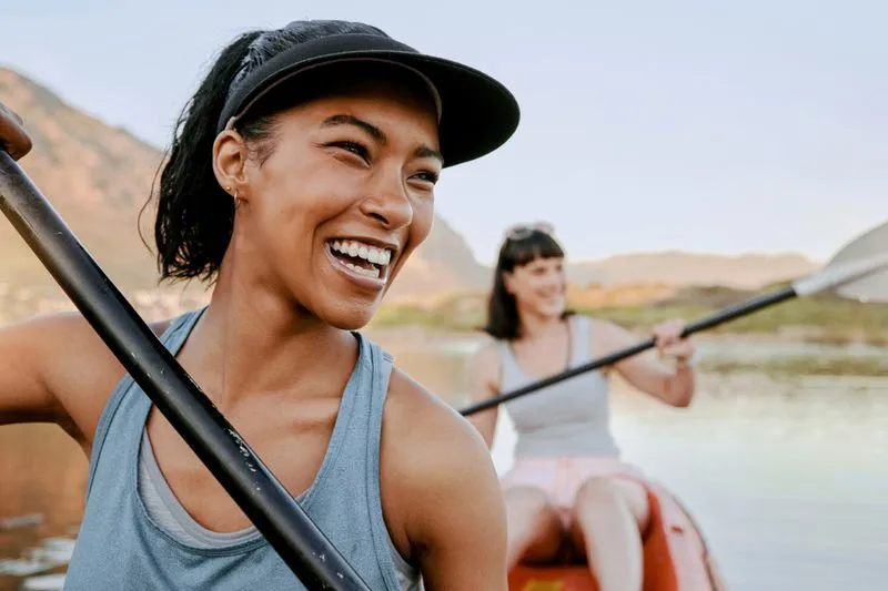 Kayaking activity in a river cave
