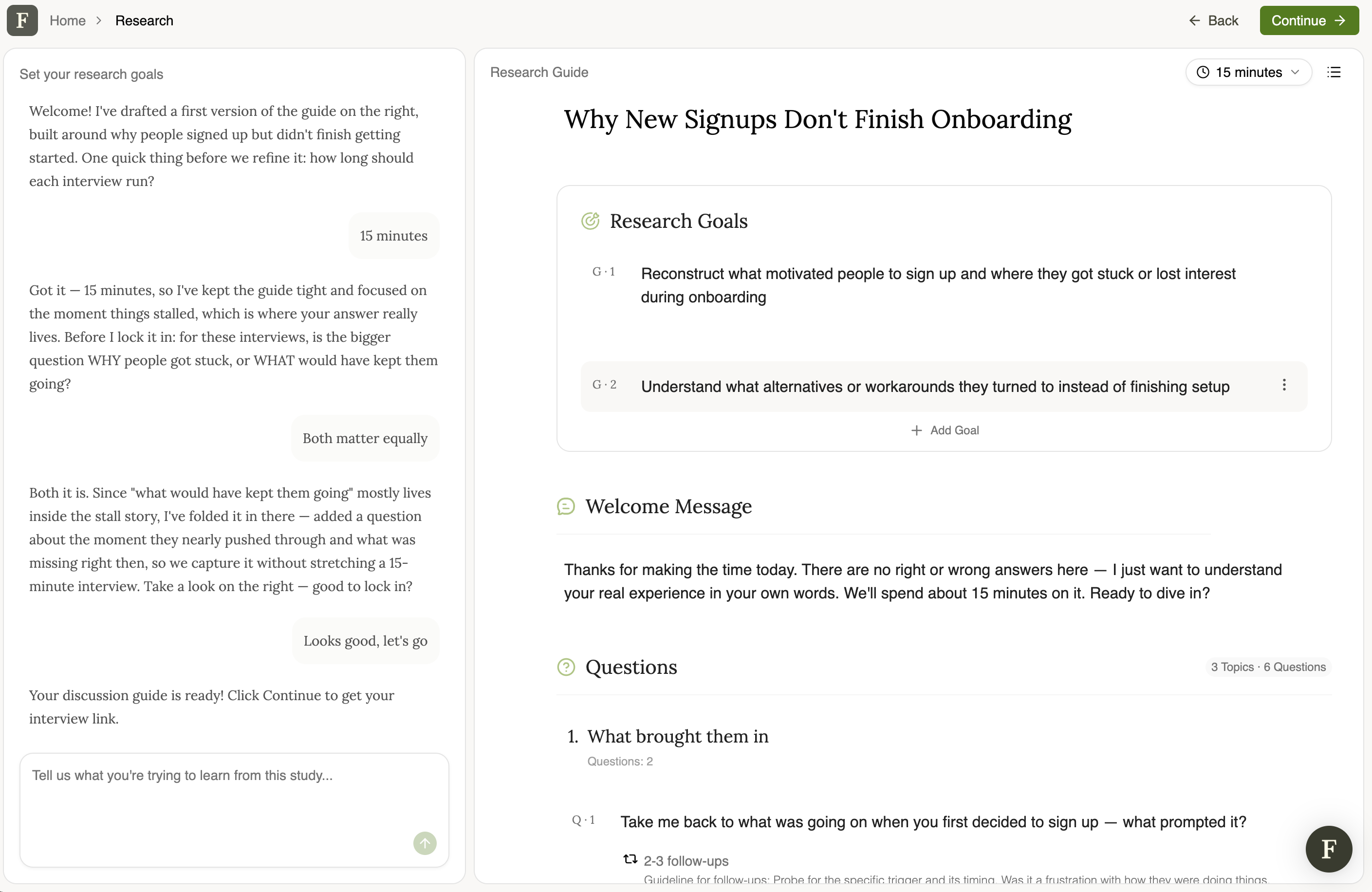 Frank research guide dashboard
