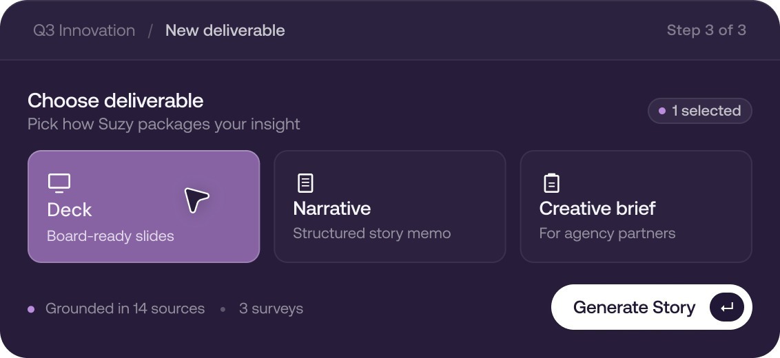 Suzy dashboard