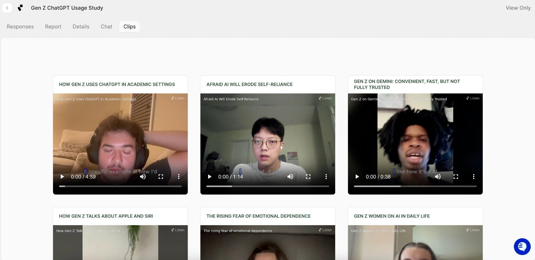 Listen Labs dashboard