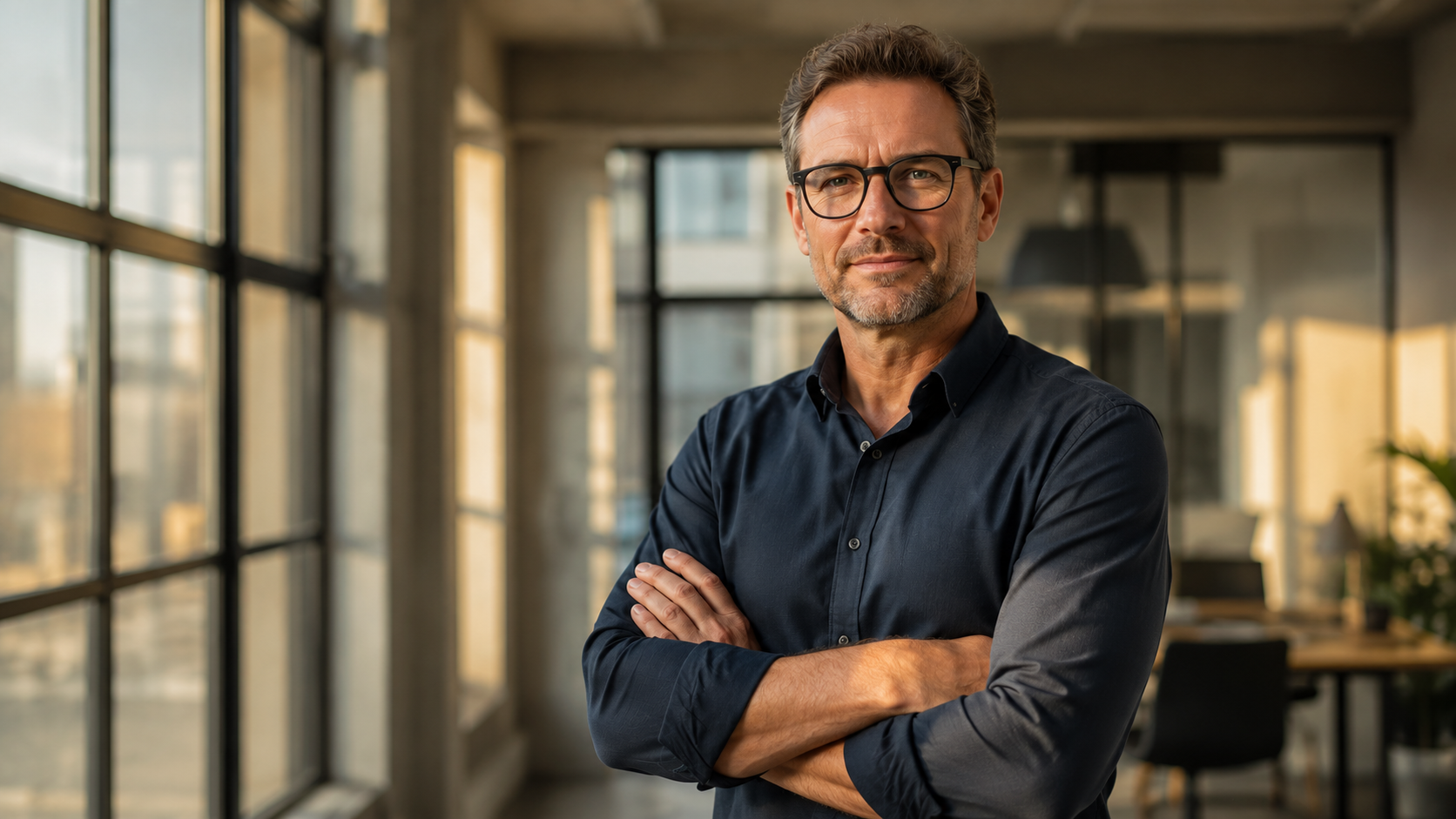 Selbstbewusster Unternehmer im modernen Büro
